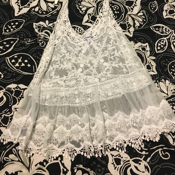 Express white lace tank