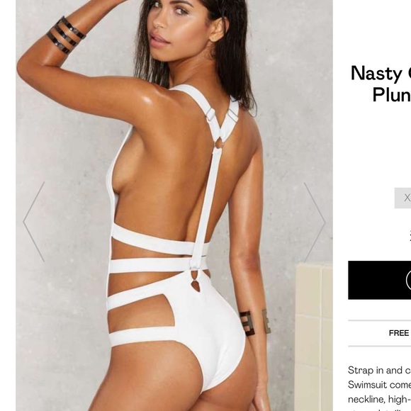 Nasty Gal Strapped Out Plunging Swimsuit - White - Picture 2 of 3