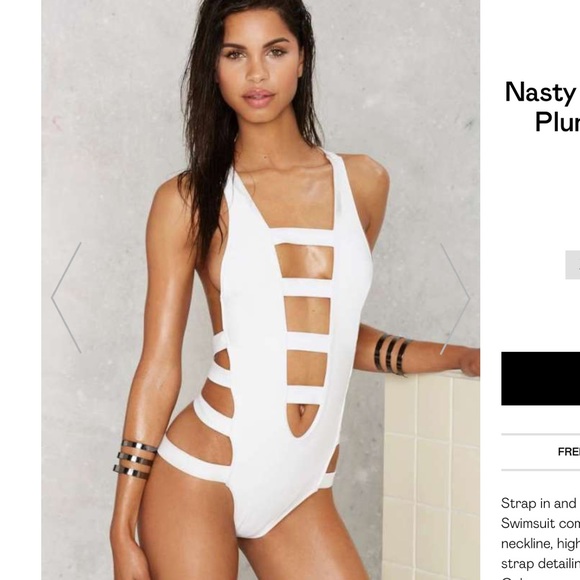 Nasty Gal Strapped Out Plunging Swimsuit - White - Picture 3 of 3