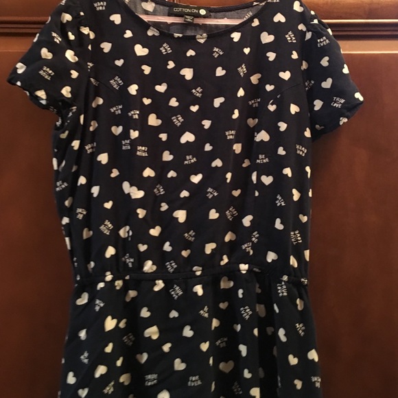 Navy blue and white dress with elastic waist. - Picture 3 of 4