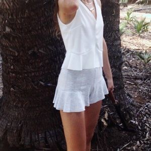 Zara Heather Gray Cotton Flared Shorts