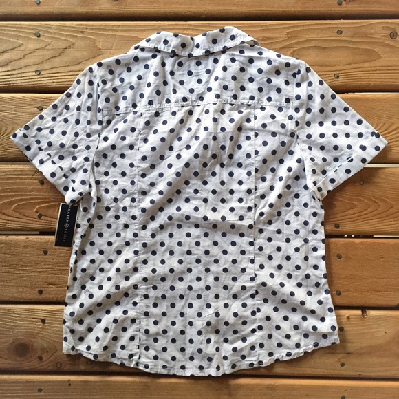 {Karen Scott} Blue Polka Dot Button Up Top - Picture 2 of 4