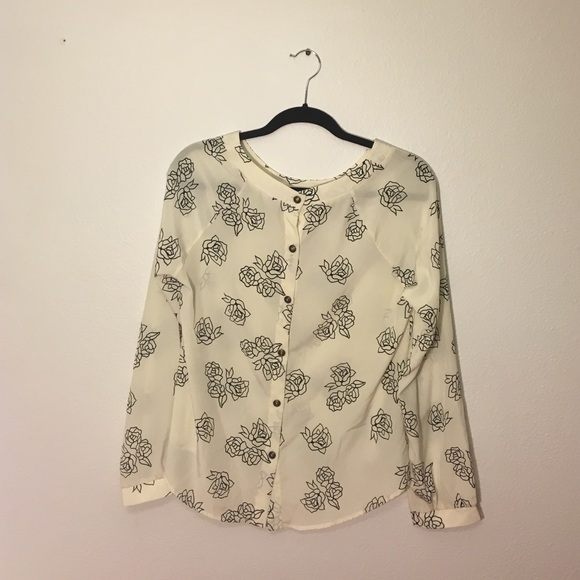 professional, floral long-sleeve blouse