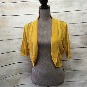 Mustard yellow bolero / shrug / Half cardigan