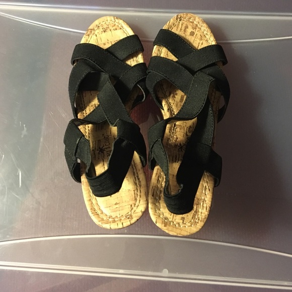 Cute cork wedges with black straps