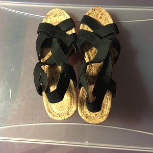 Cute cork wedges with black straps