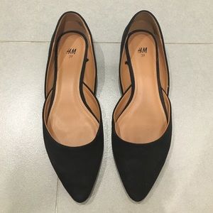 H&M Black D'Orsay Flats, Size 39.
