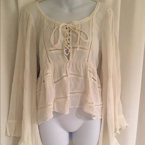 White bell sleeve top