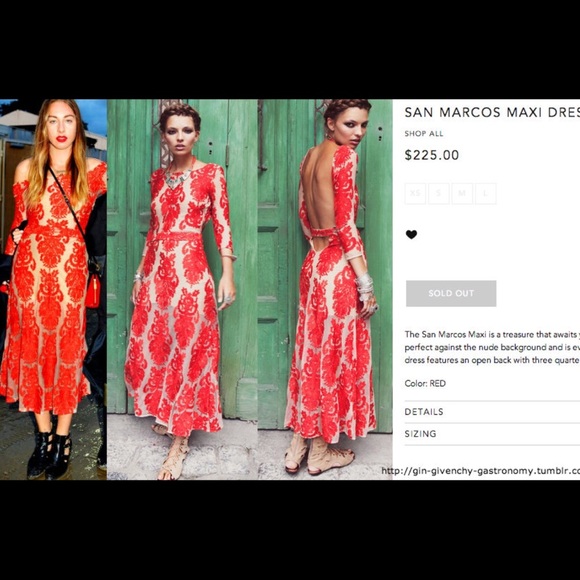 For Love & Lemons San Marcos red maxi dress Size M