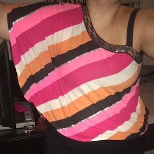 Off Shoulder Striped Sequin Neck Flowy Justice Top