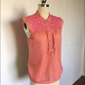 J Crew orange/pink embroidered top