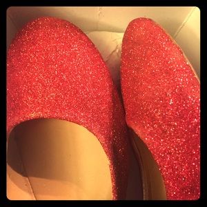 Never worn bright red glitter shoes size 9