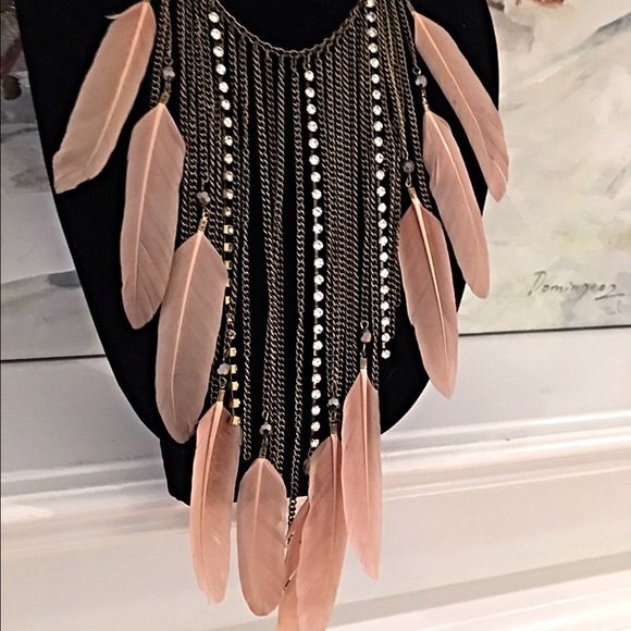 Zara feather/sparkles boho necklace LAST NIGHT! - Picture 2 of 4