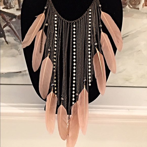 Zara feather/sparkles boho necklace LAST NIGHT! - Picture 3 of 4