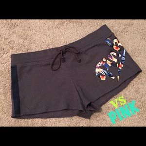 VS PINK Gray Cotton Graphic Shorts