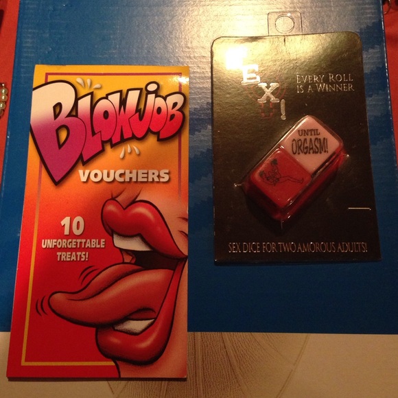 Bridal Shower gifts: BJ coupons & sexy dice.