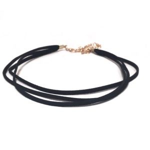 Triple Layered Black Suede Choker necklace