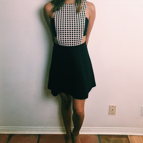 Plaid Cut Out Skater Dress