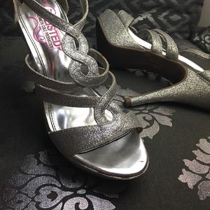 SILVER heels gently worn twice!!