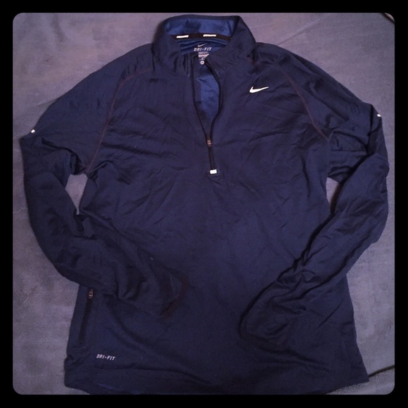 Nike Running Dri-Fit 1/4 Zip up Top, Navy Blue, M