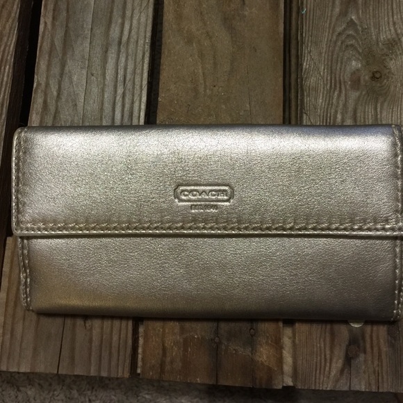 Authentic Coach Wallet -METALLIC