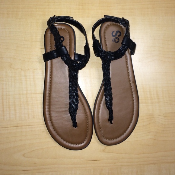 Black braided sandals