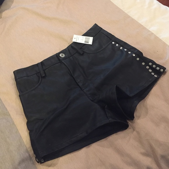 Brand New with Tags!!! Black Leather Shorts!