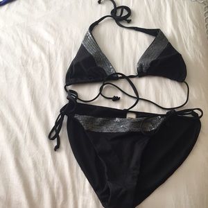 Old Navy black sparkle bikini medium NWOT