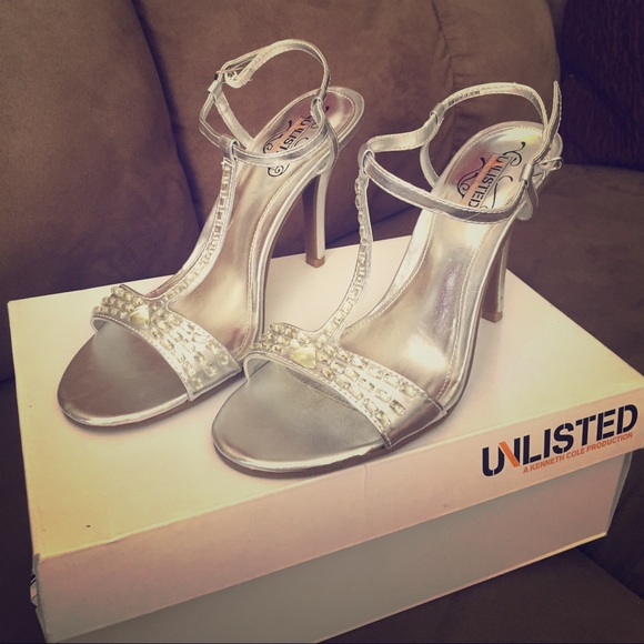 Unlisted sliver sandal heels