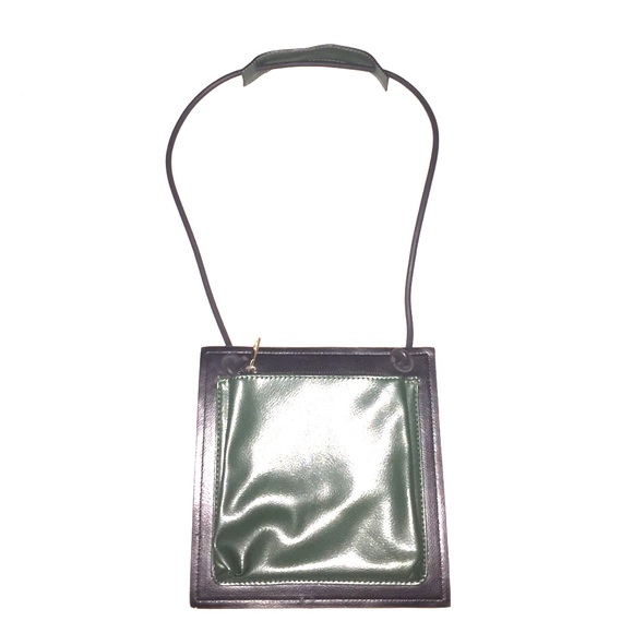 Green and Black Vegan Leather Bag