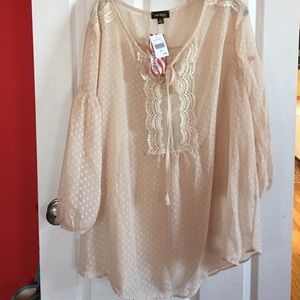 Cal Style sheer cream blouse