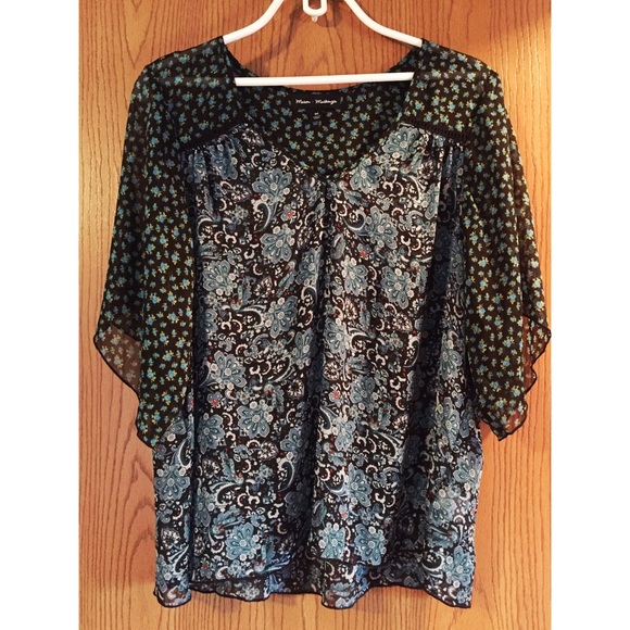 Green and blue blouse - Picture 1 of 2