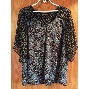 Green and blue blouse