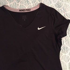 Black V-neck dri-fit Nike shirt