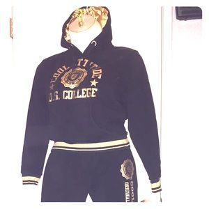 Quality Sweatsuit - black & gold College suit