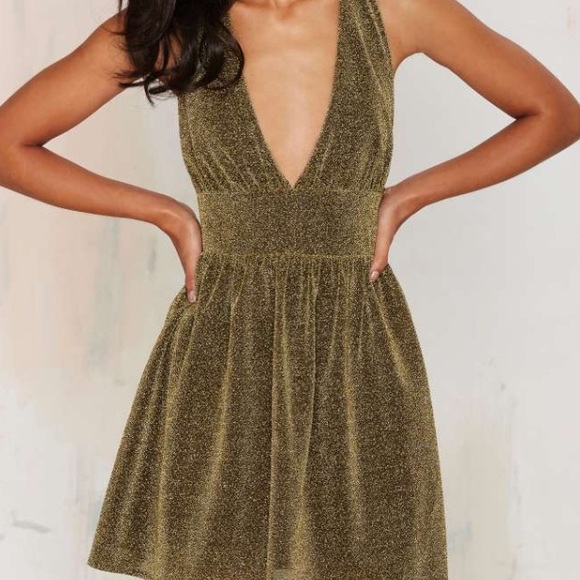 Nasty Gal Struck Gold Metallic Mini Dress