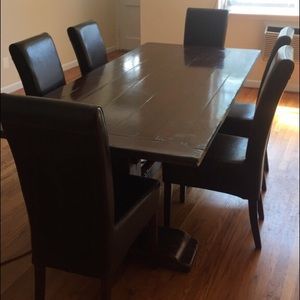 Solid wood dining table with 6 chairs