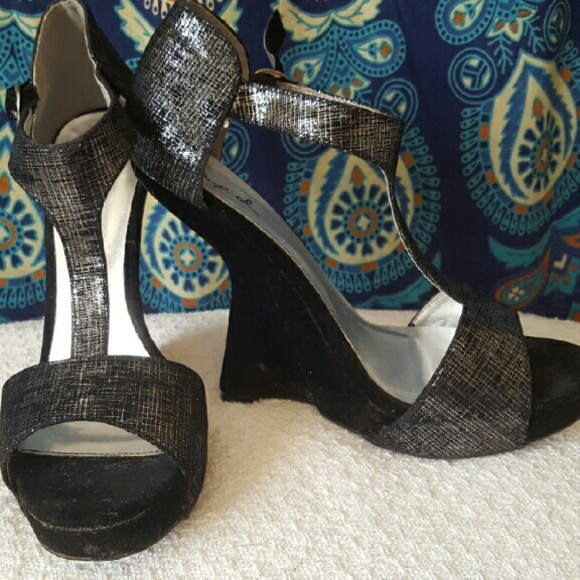 Black and silver heels