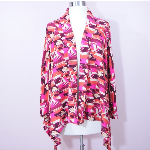 Colorful Asymmetrical Open Front Cardigan