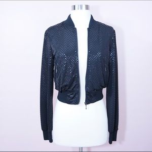 Beautiful Embellished Cropped Bomber Jacket