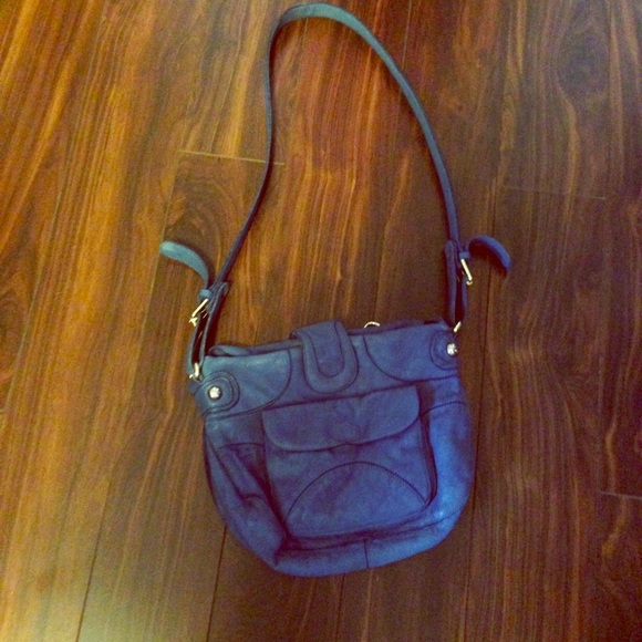 Anthropologie blue leather purse by lucky penny
