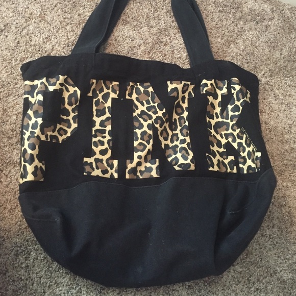 VS PINK BLACK AND CHEETAH TOTE BAG