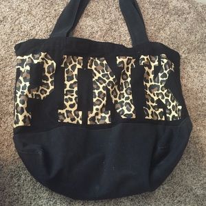 VS PINK BLACK AND CHEETAH TOTE BAG