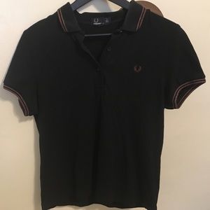 Black with bronze striped Fred perry