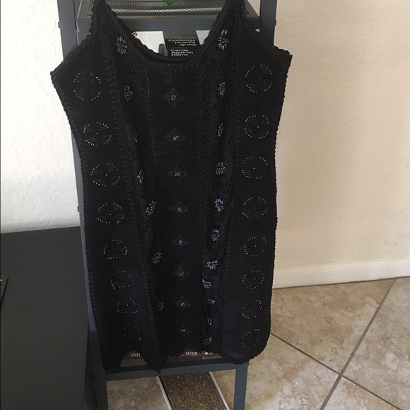 Black suede crochet dress
