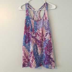 Feather Print Racer Back Tank Top