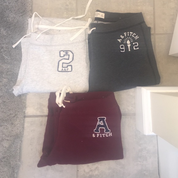 3 pair of Abercrombie and fitch sweatpants