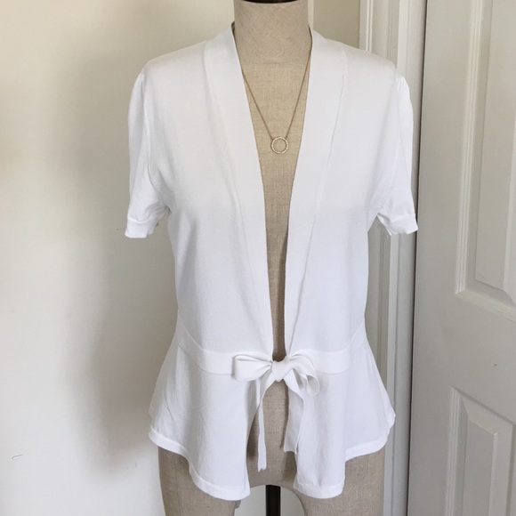 WHBM White Cardigan with Tie - Picture 1 of 4