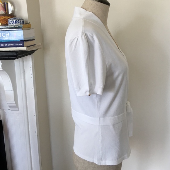 WHBM White Cardigan with Tie - Picture 2 of 4