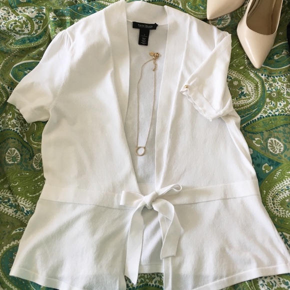 WHBM White Cardigan with Tie - Picture 3 of 4